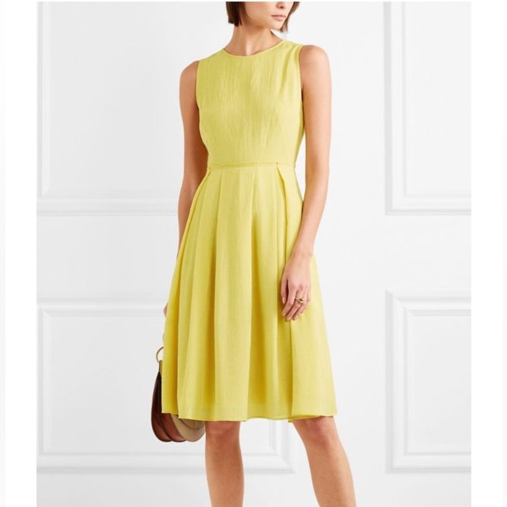 CEFINN Pleated Vibrant Yellow Sleeveless Dress 720